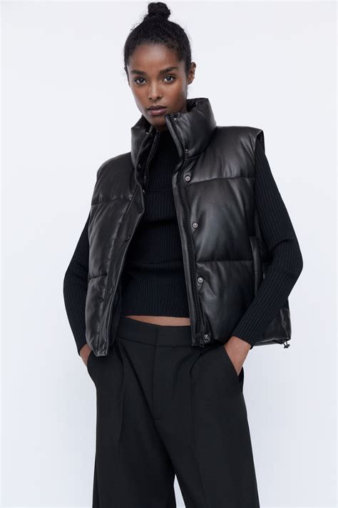 zara leather gilet